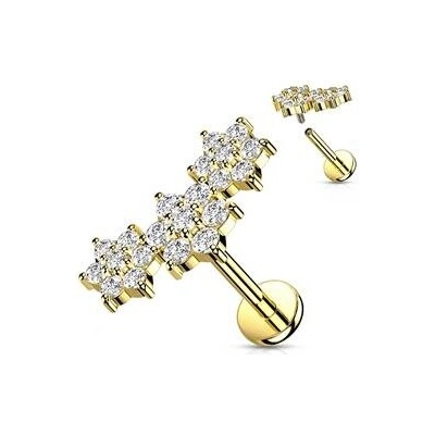 Šperky4U zlacený piercing do brady s kytičkami LB1102GD-1206