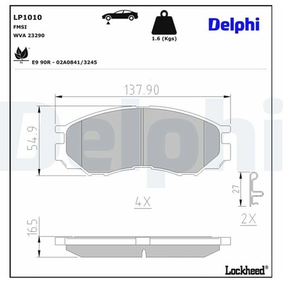Sada brzdových platničiek kotúčovej brzdy DELPHI LP1010