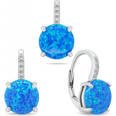 Brilio Silver Stříbrný set šperků se zirkony a modrými opály SET250WB – Zboží Dáma