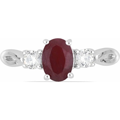 Nefertitis Prsten stříbrný s broušeným rubínem a zirkony 012108 RB