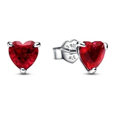 PANDORA Peckové náušnice Červené srdce 292549C01