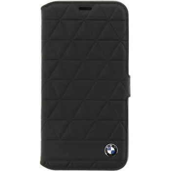 BMW Signature Leather Booktype Case - кожен калъф (естествена кожа), тип портфейл за iPhone XS, iPhone X (черен)