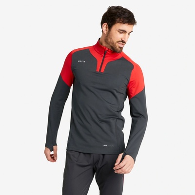 KIPSTA Futbalová mikina VIRALTO CLUB 1/2 zips sivo-červená šedá
