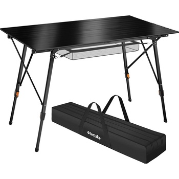 Tectake Hliníkový kempingový stôl Bastian, čierny 404985