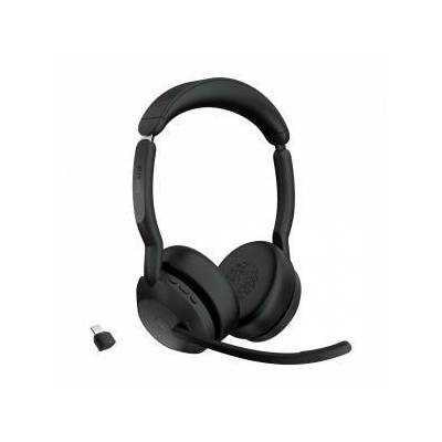 Evolve2 55 MS Stereo - Headset - on-ear - Bluetooth - wireless - active noise cancelling - USB-C - black - Zoom Certified, Cisco Webex Certified, Alcatel-Lucent Certified, Avaya Certified, Unify Certified, MFi Certified, Google Meet Certified, Amazo