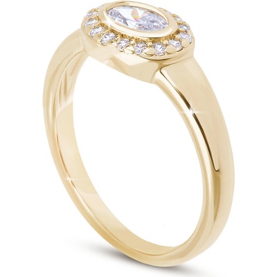 Biju Pozlacený dámský prsten oválek se zirkony 4000455