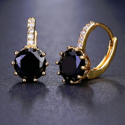 Sisi Jewelry náušnice Swarovski Elements Bernadette Gold Night E4002-ET-406Q Černá