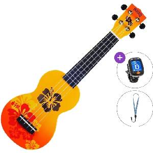Mahalo Hibiscus Basic SET Hibiscus Orange Burst Сопрано укулеле (MD1HB-ORB-BASIC-SET)