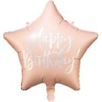 Party Deco Фолиев Балон "Happy Birthday", 40 см, Светло Розов (FB93-081PJ)