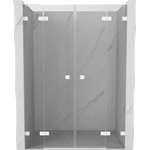 Mexen Lunar L Двойни душ врати, отварящи се 140 см, прозрачни, бели - 834DL-140-000-20-00 (834DL-140-000-20-00)