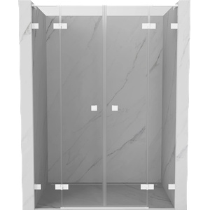 Mexen Lunar L Двойни душ врати, отварящи се 140 см, прозрачни, бели - 834DL-140-000-20-00 (834DL-140-000-20-00)
