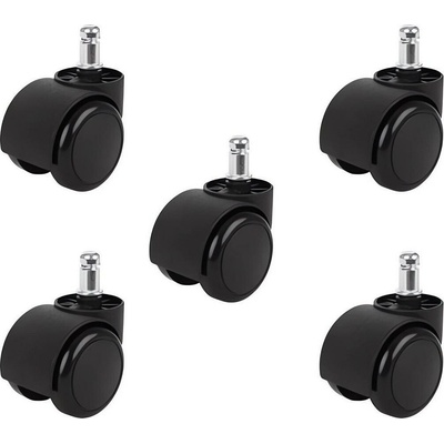 Malatec Náhradní Kolečka pro Kancelářské Židle - 5 ks, Černá, Polyuretan, Průměr 5 cm