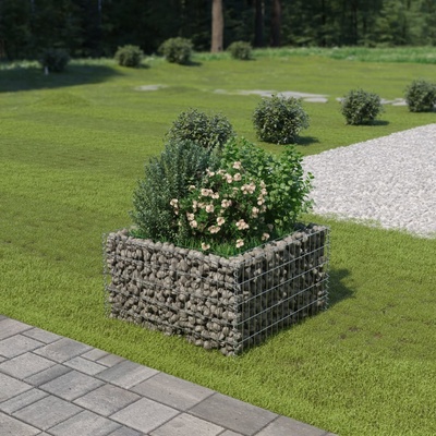 VidaXL Gabionový vyvýšený záhon pozinkovaná ocel 90 x 90 x 50 cm
