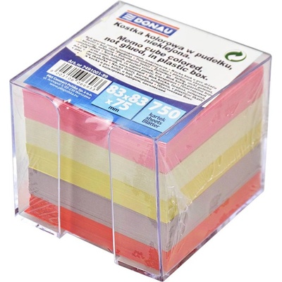 DONAU Bloček kocka nelepená 83x83x75mm pastelové farby číra škatuľka
