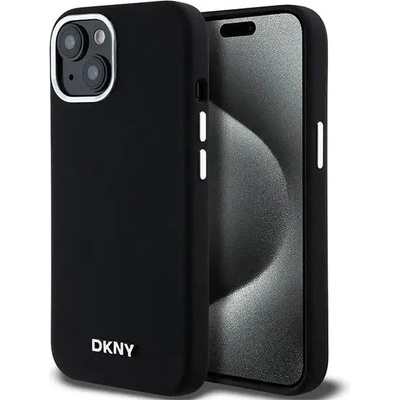 DKNY Кейс DKNY Liquid Silicone Small Metal Logo MagSafe за iPhone 14 / 15 / 13, черен (3666339265670)
