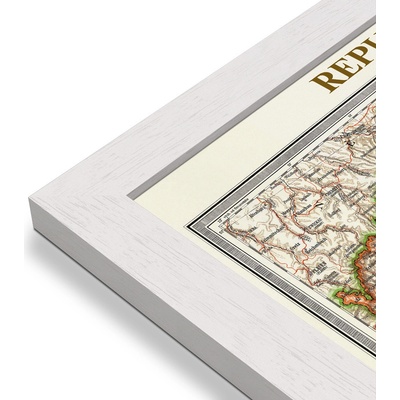 ZES Československo 1933 - nástěnná mapa 113 x 60 cm Varianta: mapa v dřevěném rámu, Provedení: Pegi bílý