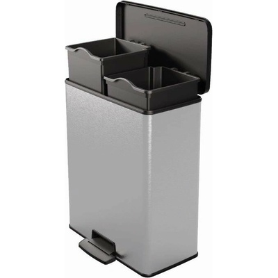 Curver Deco Bin Duo Odpadkový kôš 26 l + 26 l strieborný, poškodený obal