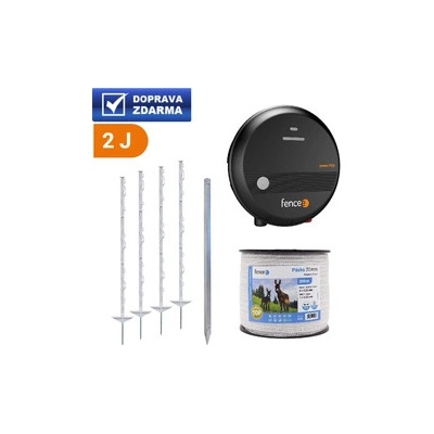 Set elektrického ohradníku pro koně, poníky, psy, skot – síťový zdroj – páska 200 m