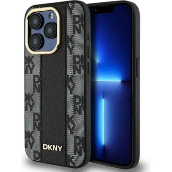 DKNY Кейс DKNY Leather Checkered Mono Pattern MagSafe за iPhone 15 Pro Max, черен (3666339259860)