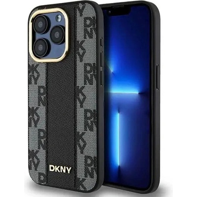 DKNY Кейс DKNY Leather Checkered Mono Pattern MagSafe за iPhone 15 Pro Max, черен (3666339259860)