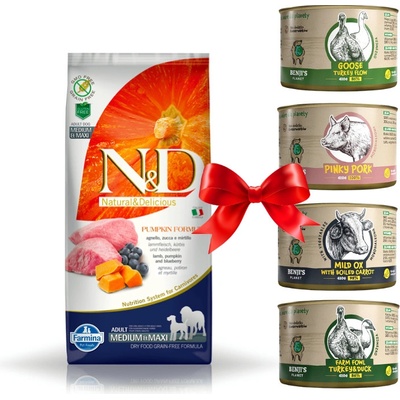N&D Pumpkin Dog Adult Medium & Maxi Grain Free Lamb & Blueberry 12 kg