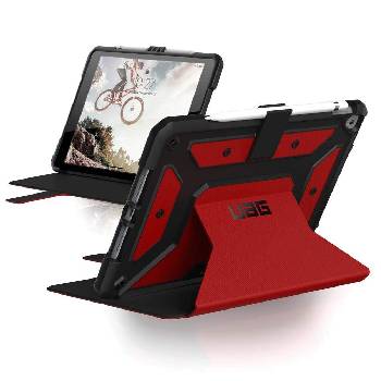 Urban Armor Gear Gear Metropolis Folio Case - удароустойчив хибриден кейс от най-висок клас за iPad 7 (2019), iPad 8 (2020) (червен)