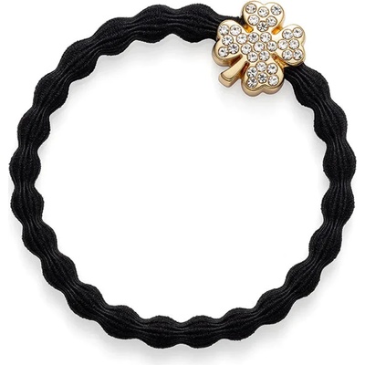 By Eloise London Gold Diamanté Clover Leaf Black