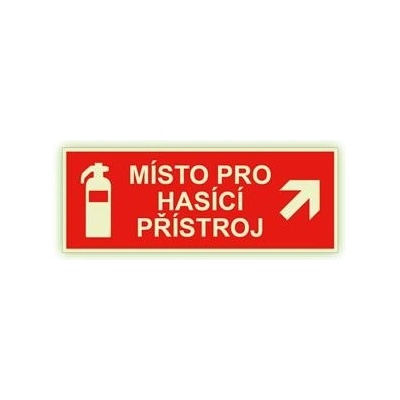 Místo pro hasící přístroj - fotoluminiscenční tabulka, samolepka 210x80 mm