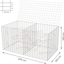 TopStone Gabiónový kôš s vekom: 200 x 100 x 100 cm - oko siete 10x5cm