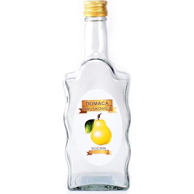 Kinekus Sklenená fľaša, 500 ml, hranatá, HRUŠKOVICA, s uzáverom na závit, kláštorná