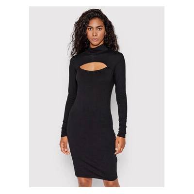 Urban Classics Ladies Stretch Jersey Cut-Out Turtleneck Dress black