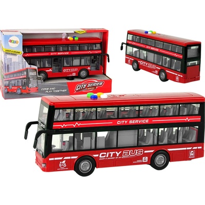 LEANToys Dvoupatrový autobus na baterky červený