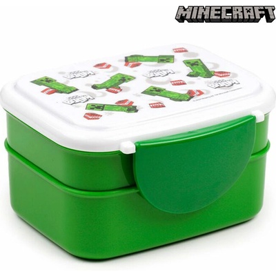 Minecraft Olovrantový box s príborom Bento Box Creeper 2 poschodia príbory