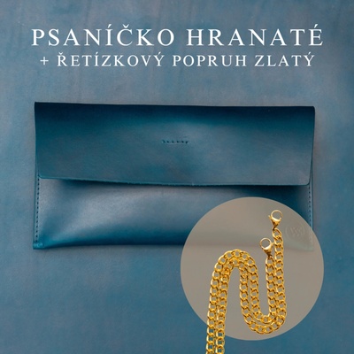 Wood Style Psaníčko Hranaté Modré Řetízkový zlatý