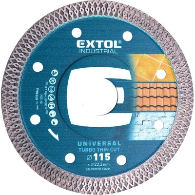 EXTOL INDUSTRIAL Kotouč diamantový řezný turbo Thin Cut, 115x22,2mm, suché i mokré řezání, 8703041