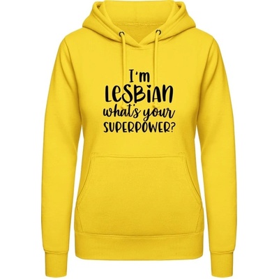 AWDis Hoodie mikina Som lesbička aká je tvoja superschopnosť? slnečná žltá