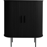 Unique Furniture Черен шкаф за вино от дъбов декор с плъзгащи се врати 100x118x40 cm Nola - Unique Furniture (54324640)