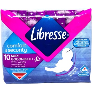 Libresse дамски превръзки, Maxi Goodnight, 10 броя