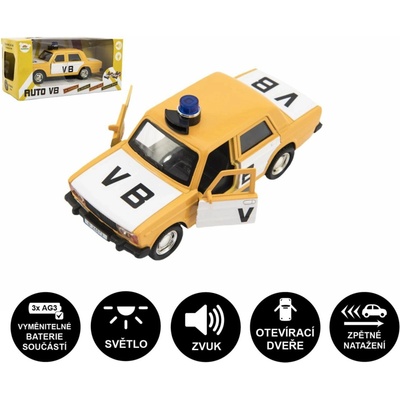 Teddies Policejní auto VB kov/plast 11,5cm na zpětné natažení na baterie se zvukem