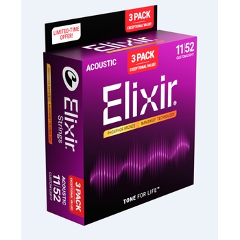 Elixir Nanoweb Phosphor Bronze Custom Light 3-Pack