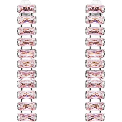Franco Bene Stříbrné podlouhlé Crystal náušnice růžové 1465