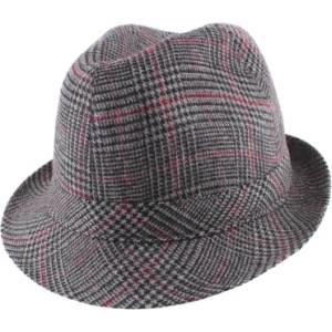  Мъжка зимна шапка Fedora HatYou CP0921, Пепит в сиво и бордо