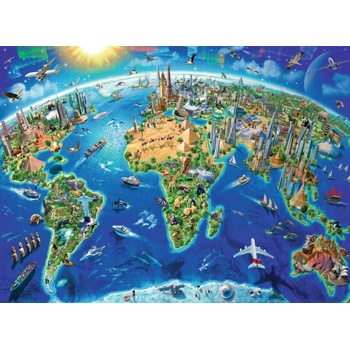Ravensburger - Puzzle World Landmarks Map - 300 piese