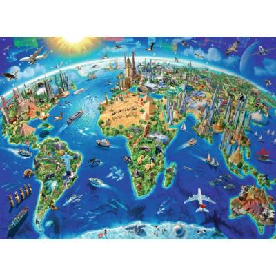 Ravensburger - Puzzle World Landmarks Map - 300 piese
