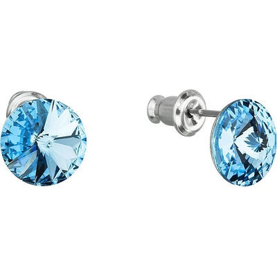 Evolution Group náušnice bižutéria so Swarovski kryštálmi modré okrúhle 51037.3 aqua
