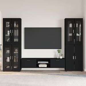 vidaXL Комплект ТВ шкаф FLORIN 3 бр. Черно Инженерна дървесина (3398005)