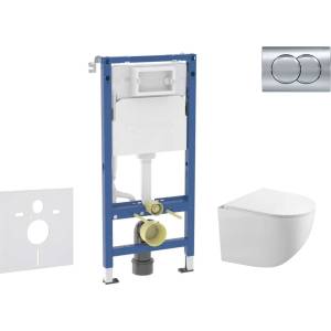Geberit Duofix - Комплект за стенен монтаж, Gaia тоалетна и softclose седалка, бутон Delta01, лъскав хром SANI11CA1130B (SANI11CA1130B)