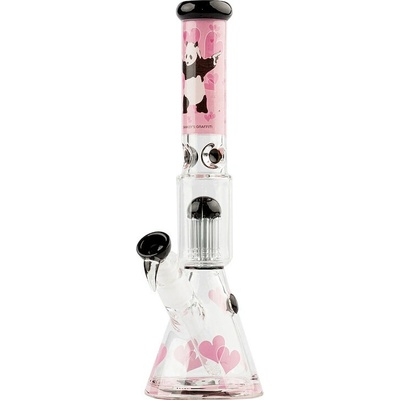G-ROLLZ Skleněný bong s perkolací Pink Panda 35cm