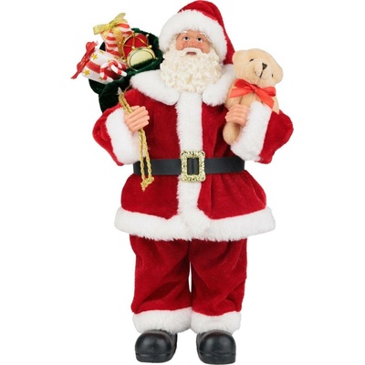 Dekorace MagicHome Santa s dárky a medvídkem červený 30 cm