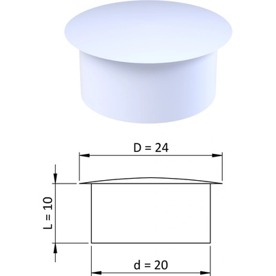 Vnitřní krytka kulatá ø 24 mm, otvor ø 20 mm, bílá, plast